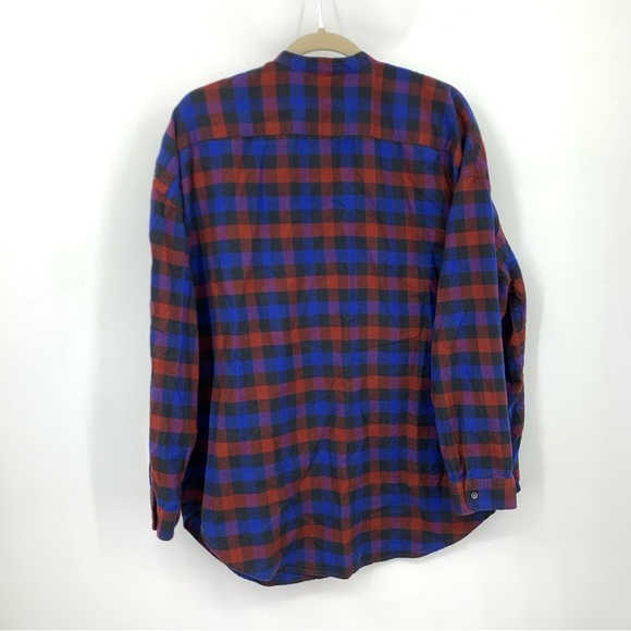 LL Bean Signature Women Size Large Shirt Button Down Top Flannel Plaid Blue Red - Picture 4 of 8